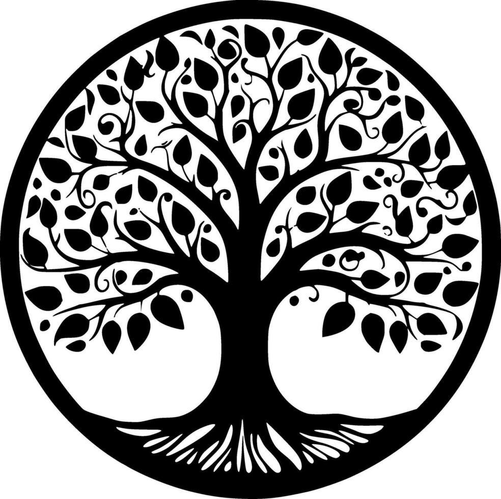 árbol, negro y blanco vector ilustración