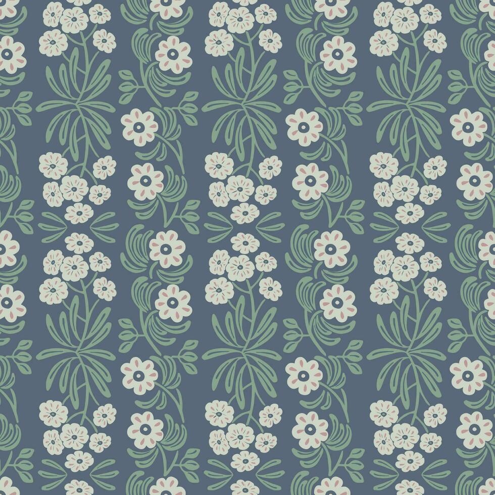 Vector flower and leaf illustration seamless repeat pattern digital artwork