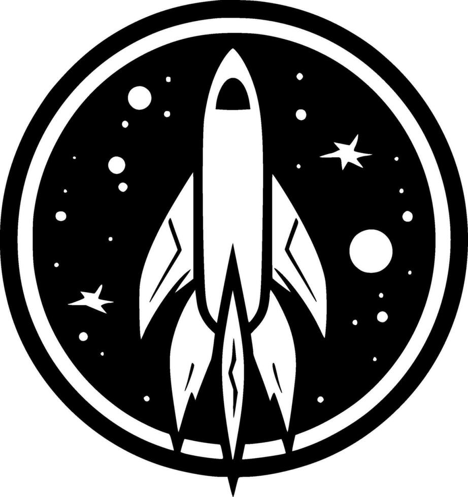 Rocket - Black and White Isolated Icon - Vector illustration