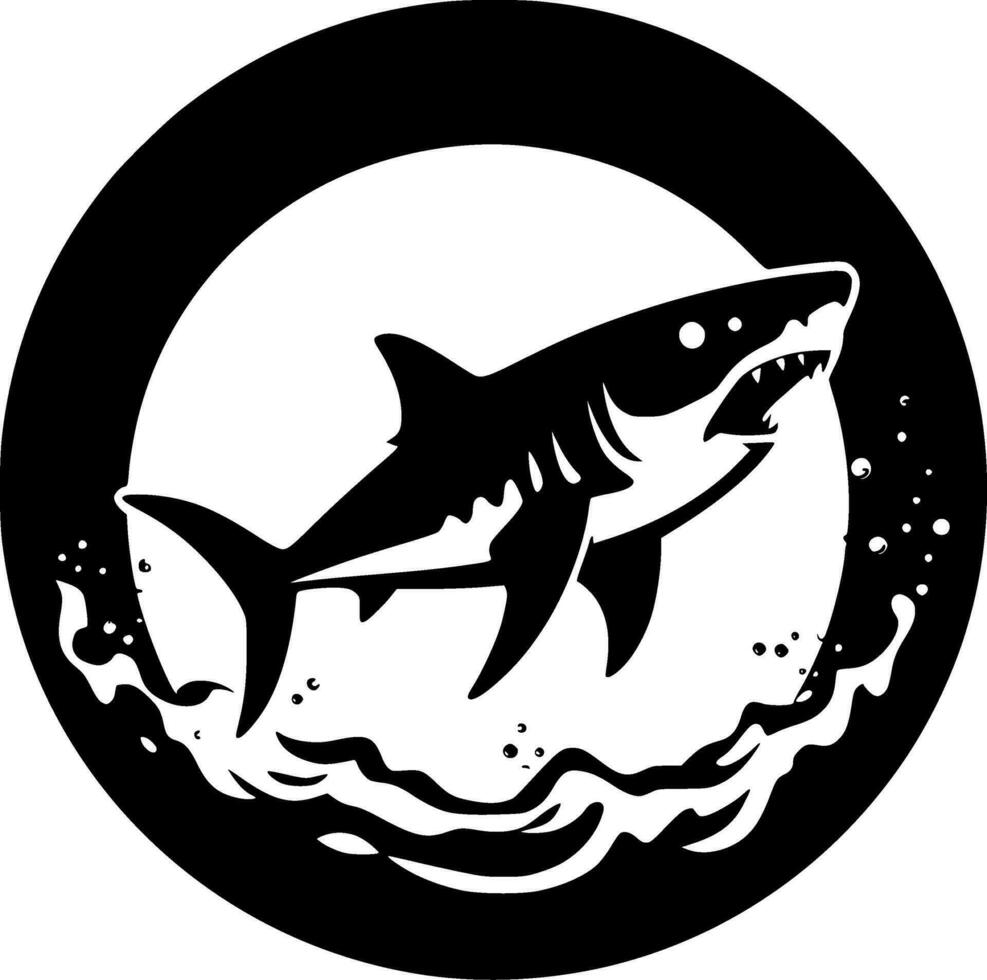 Shark, Black and White Vector illustration