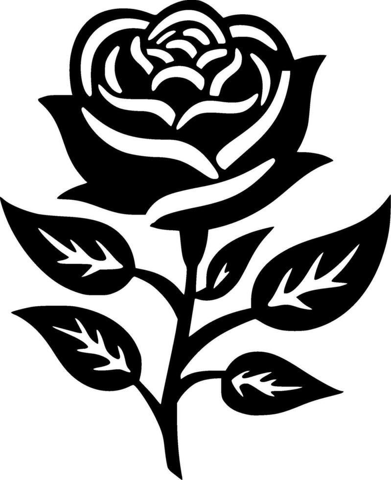 Rose, Black and White Vector illustration
