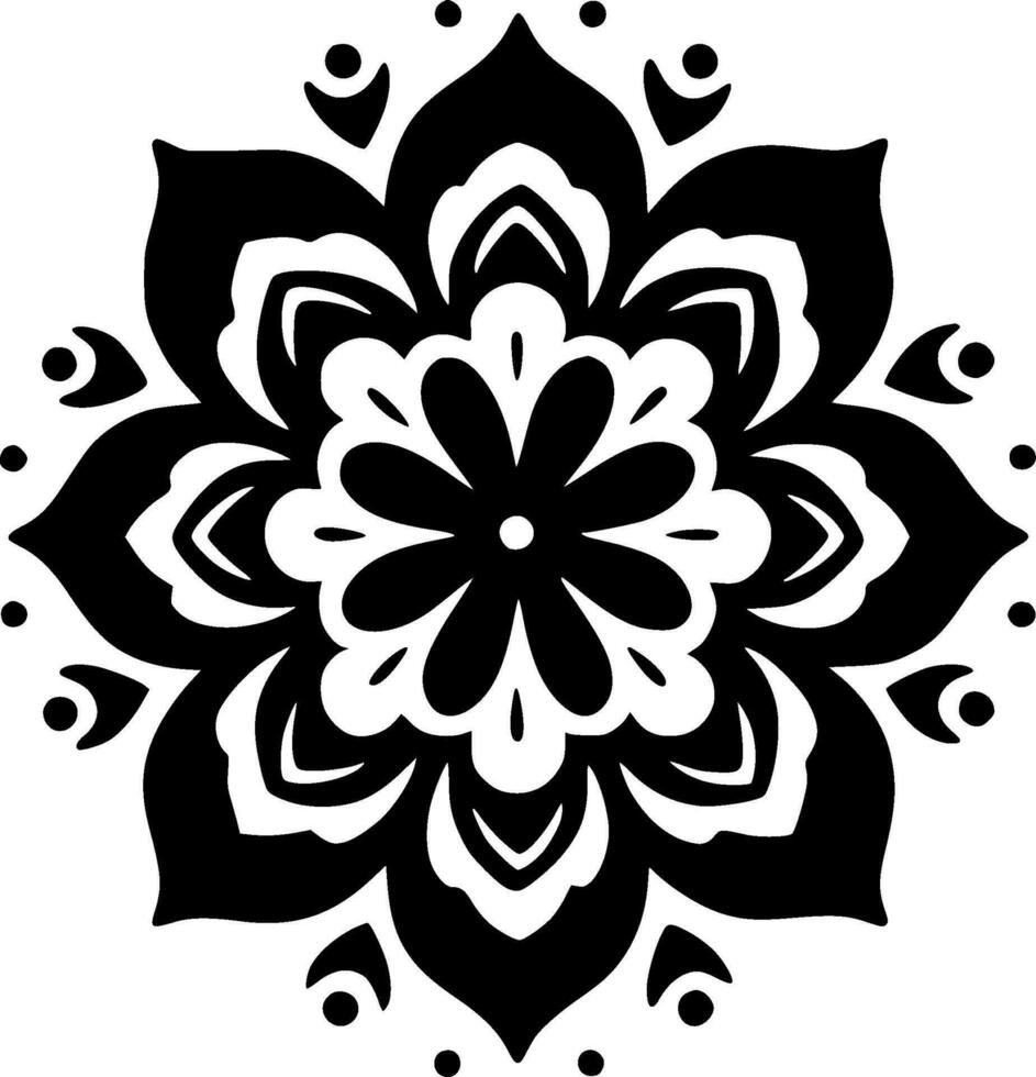 Mandala - Black and White Isolated Icon - Vector illustration