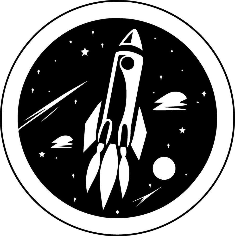 Rocket - Black and White Isolated Icon - Vector illustration