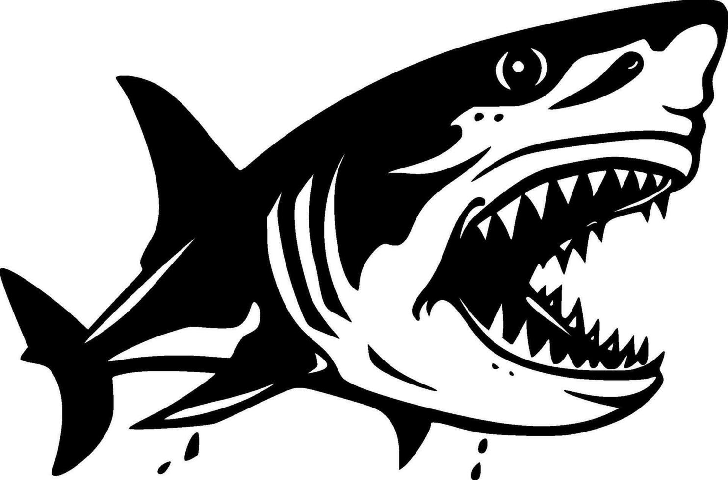 Shark - Black and White Isolated Icon - Vector illustration