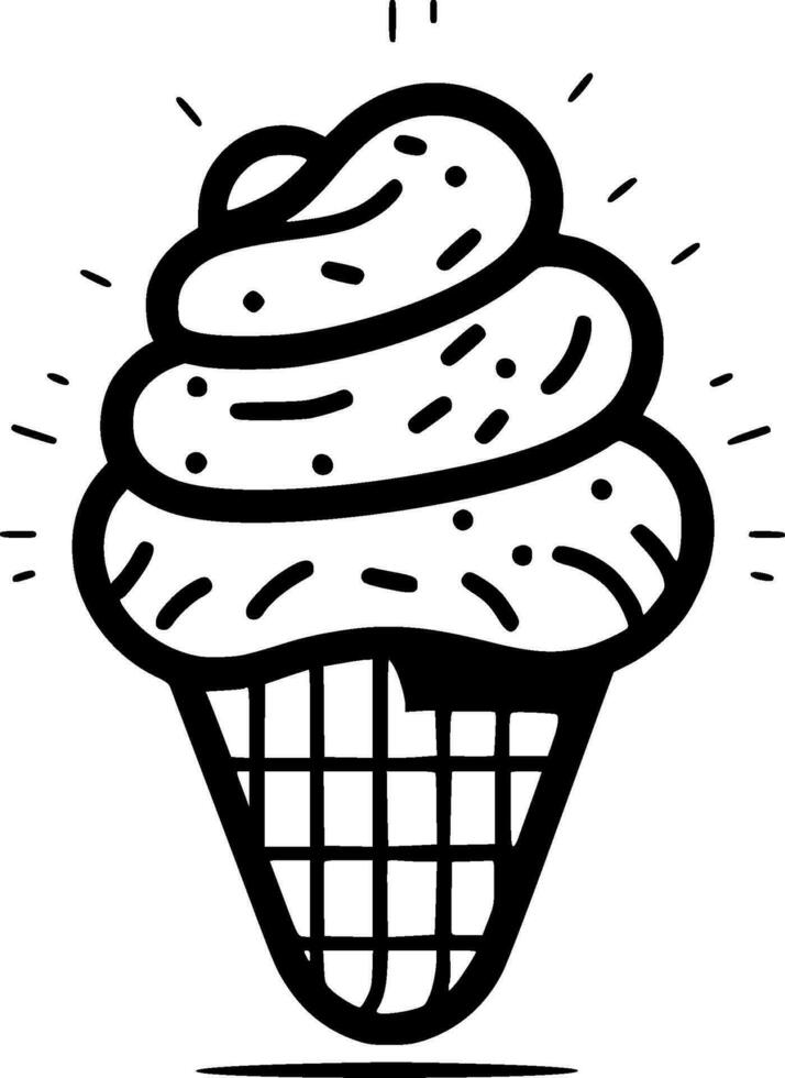 Ice Cream - Black and White Isolated Icon - Vector illustration