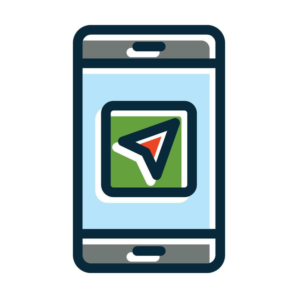 Navigation App Vector Thick Line Filled Dark Colors