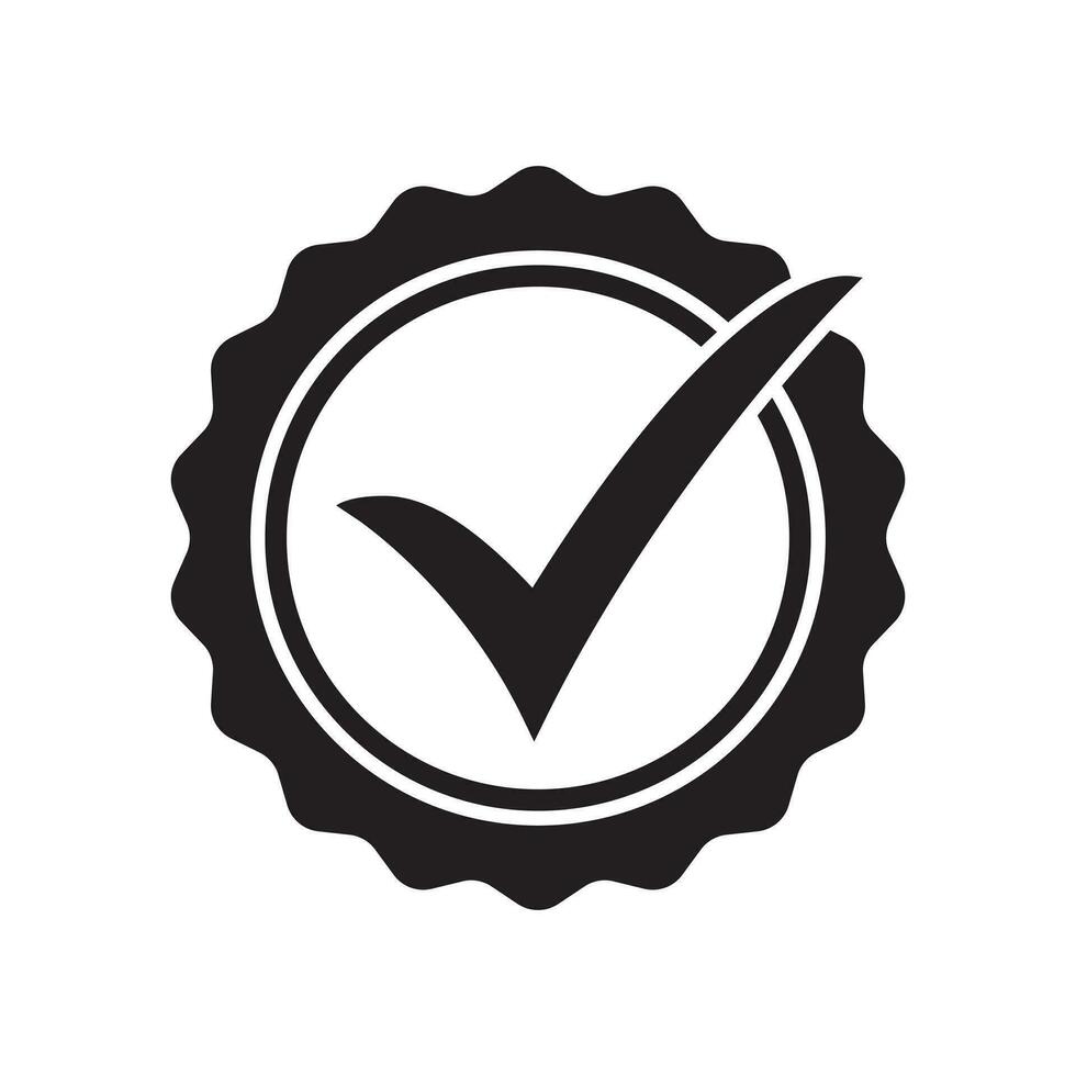 Quality guarantee icon, check mark in seal icon vector