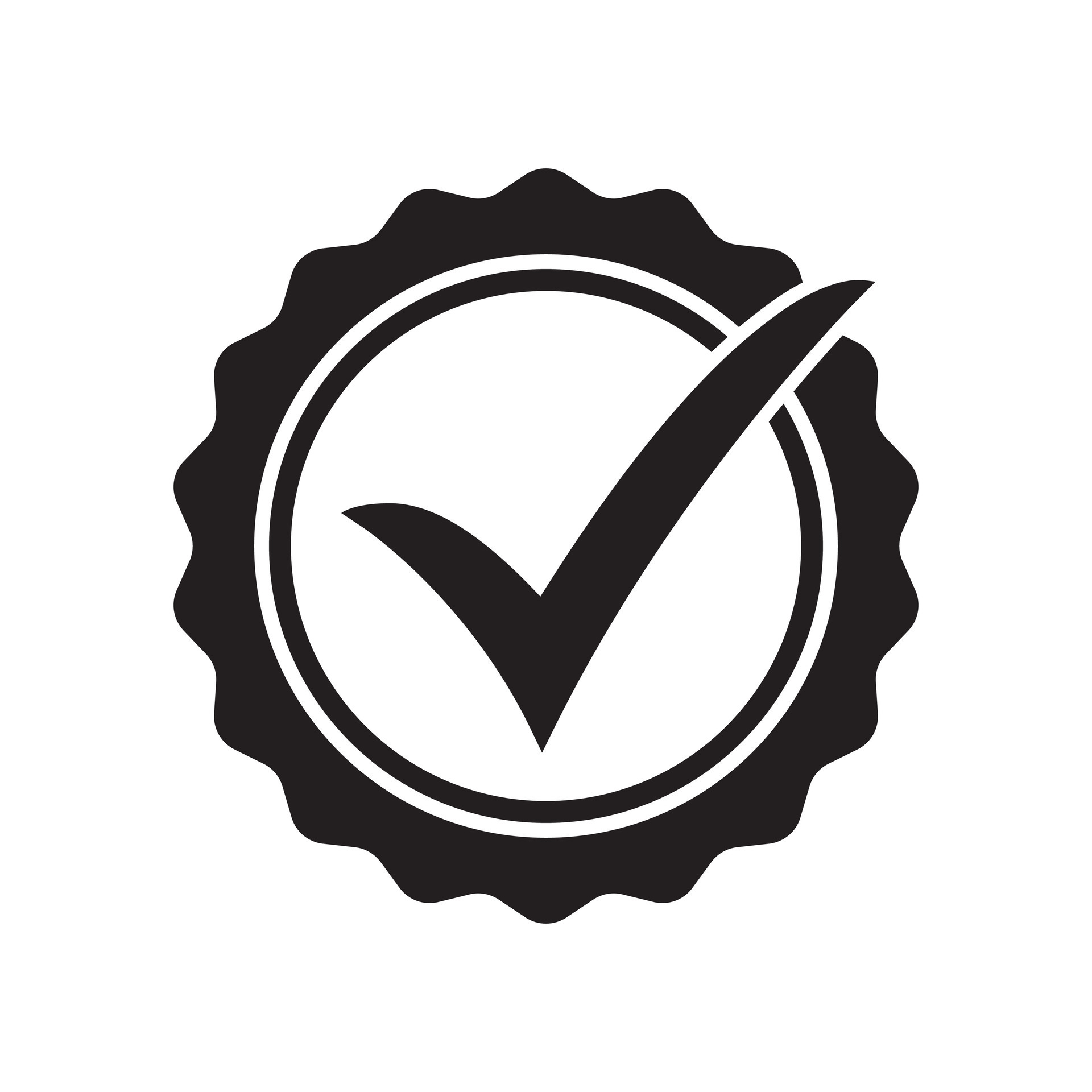 Quality guarantee icon, check mark in seal icon 34104032 Vector Art at ...