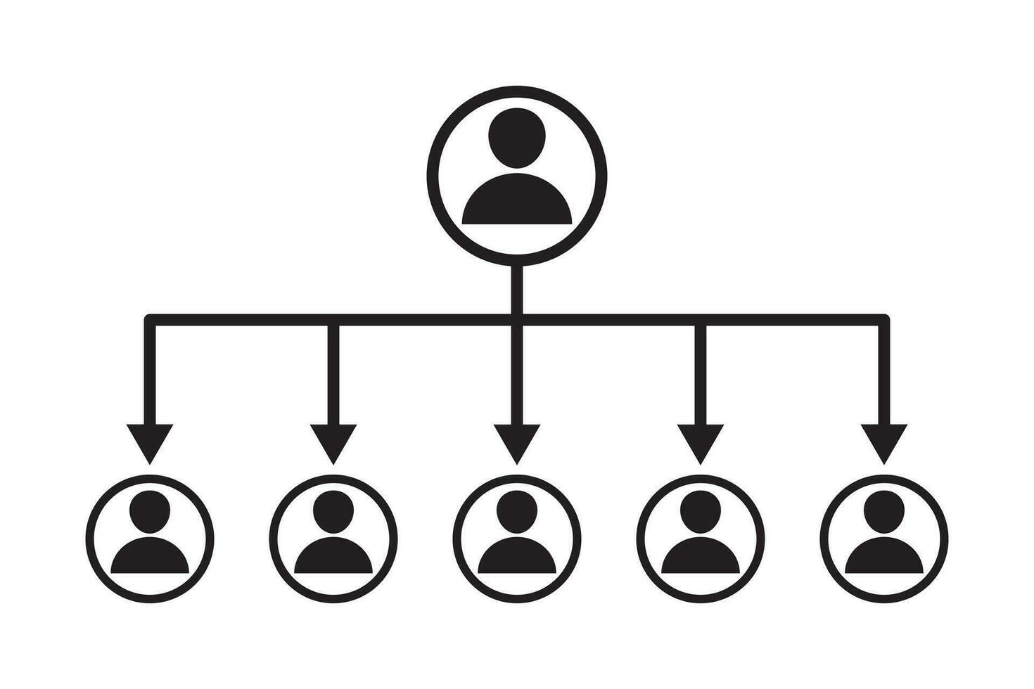 Social networking diagram, Social media connections. Hierarchy, leader icon. Hierarchy of company. Flat vector illustration.