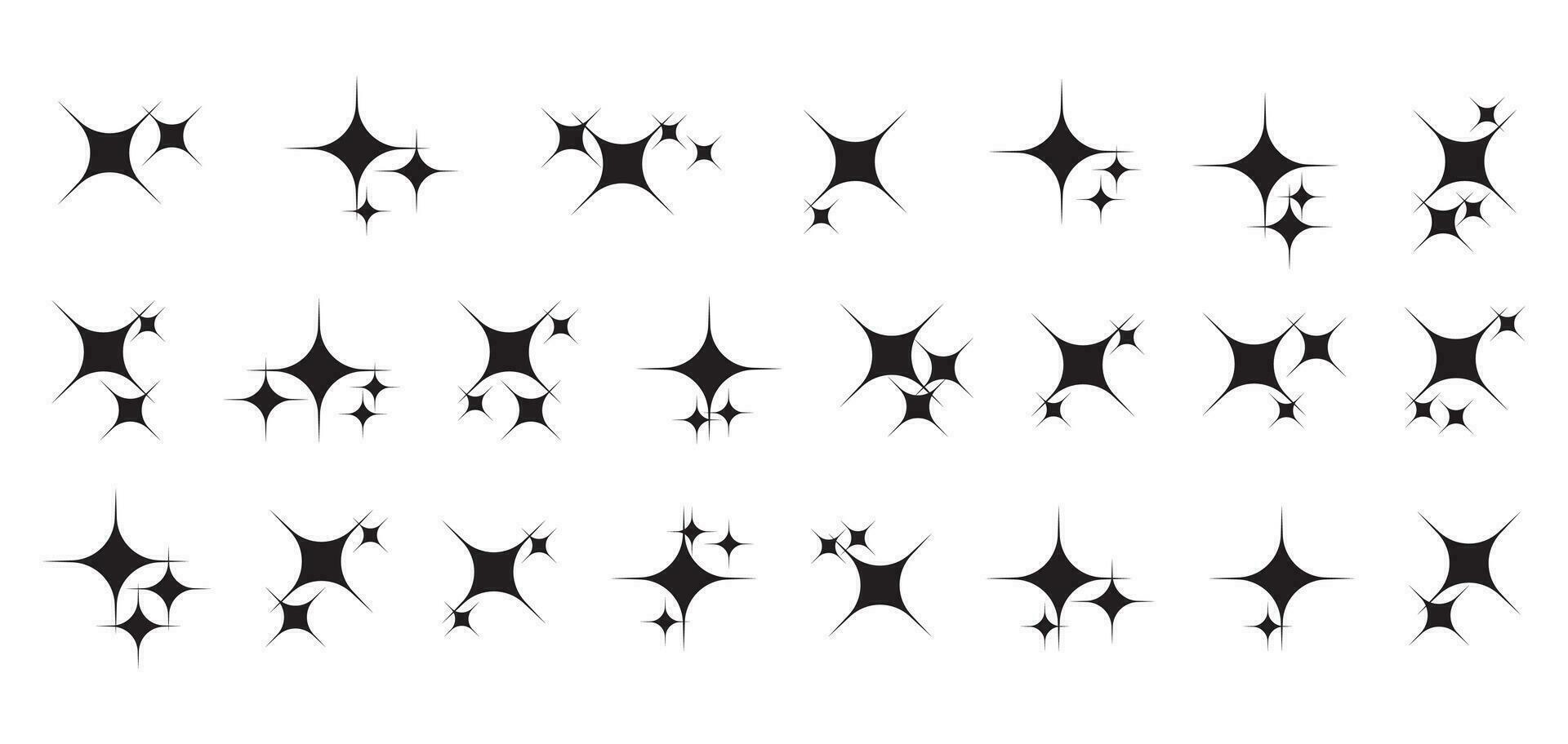 Star icons. Twinkling stars. Sparkles, shining burst. Christmas vector symbols isolated