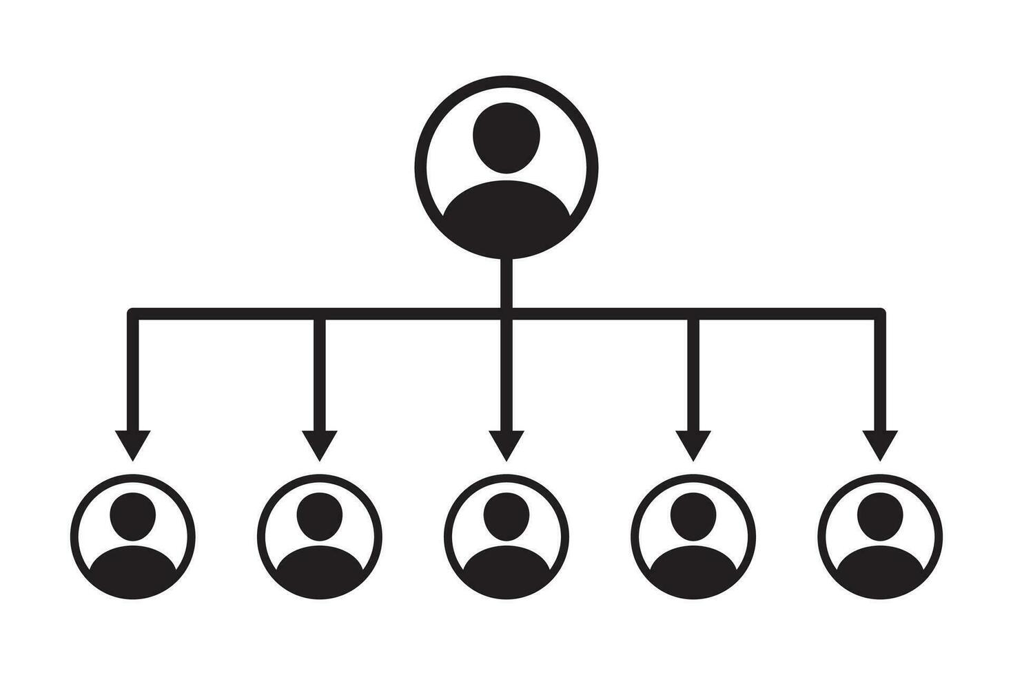 Social networking diagram, Social media connections. Hierarchy, leader icon. Hierarchy of company. Flat vector illustration.