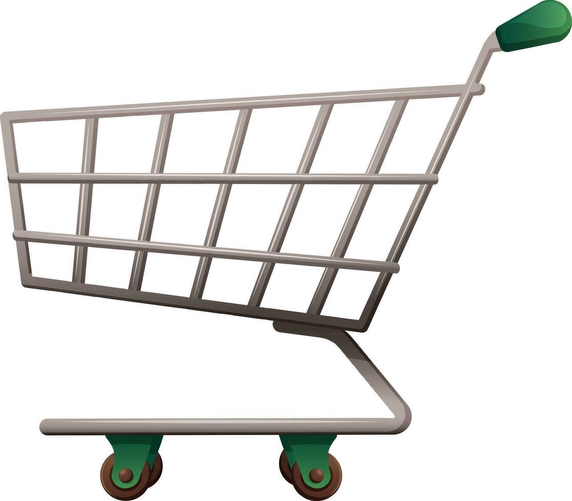 Simple supermarket grocery cart on transparent background. Vector illustration