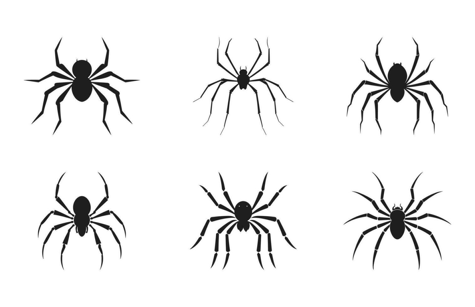 Spider silhouettes vector Clipart Free, Scary spider black silhouette Set