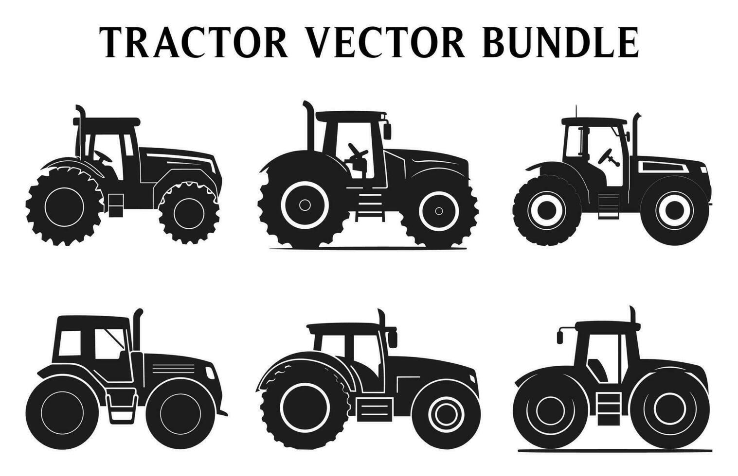 Tractor Silhouettes Clipart, Silhouette of tractor illustration Vector Bundle