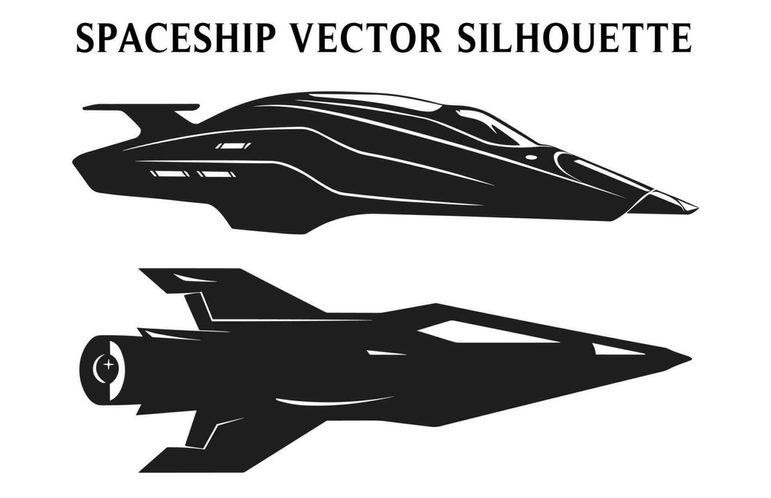 Set of Spaceship vector isolated Silhouette, Spacecraft Rocket Silhouettes Bundle