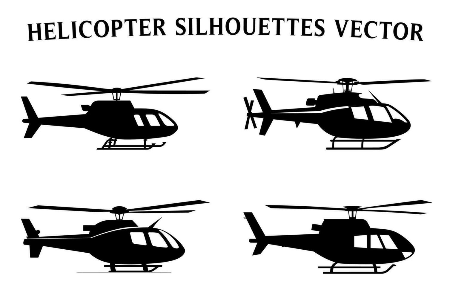 helicóptero siluetas clipart manojo, diferente tipos de militar helicópteros vector conjunto