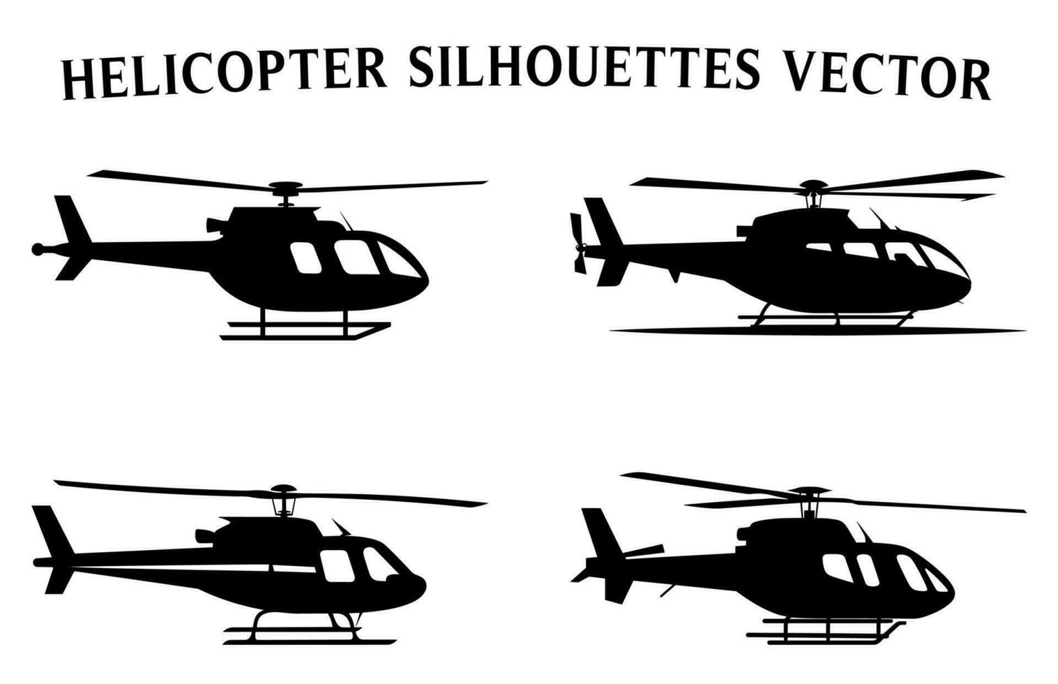 helicóptero siluetas clipart manojo, diferente tipos de militar helicópteros vector conjunto