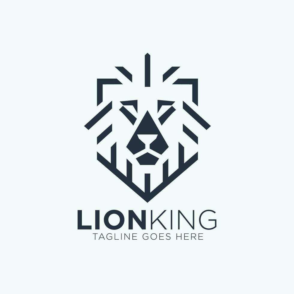 Lion Head logo design in minimal style vector