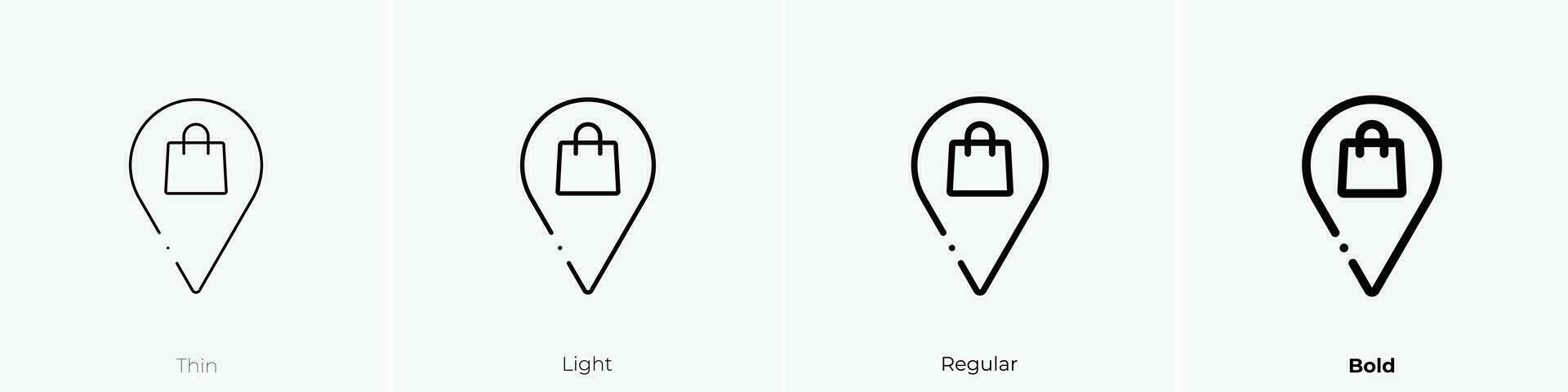 compras centro comercial icono. delgado, luz, regular y negrita estilo diseño aislado en blanco antecedentes vector