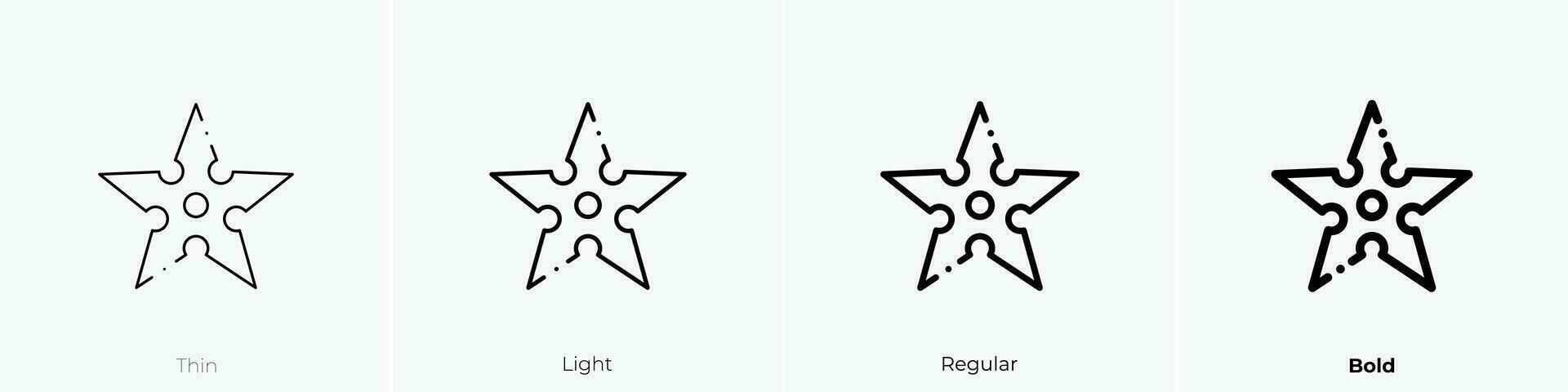 shuriken icon. Thin, Light, Regular And Bold style design isolated on white background vector