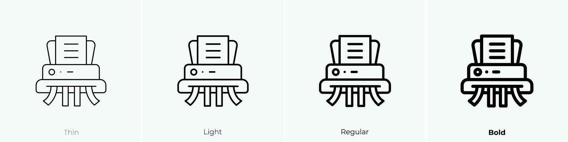 shredder icon. Thin, Light, Regular And Bold style design isolated on white background vector