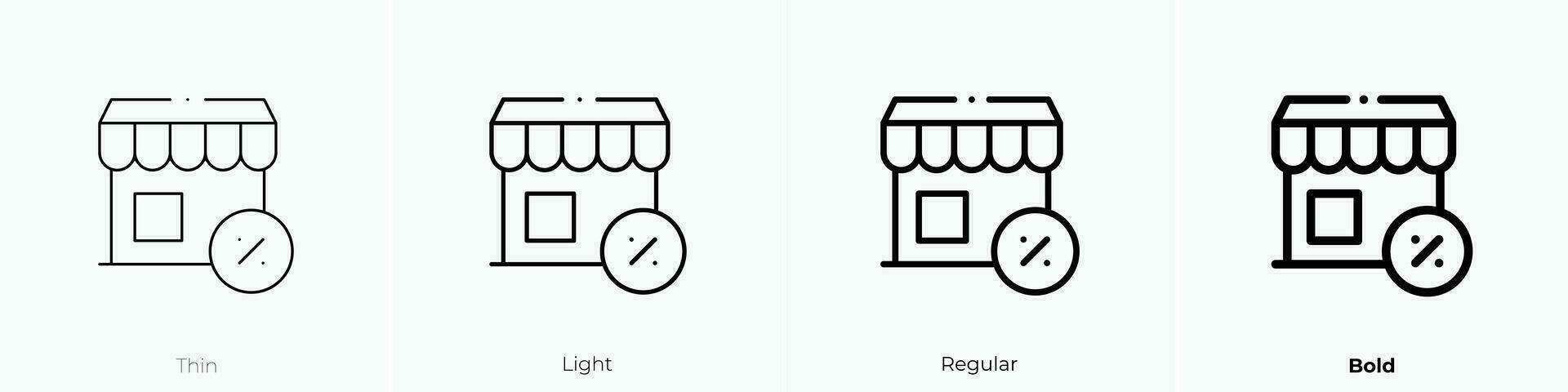 shopping store icon. Thin, Light, Regular And Bold style design isolated on white background vector