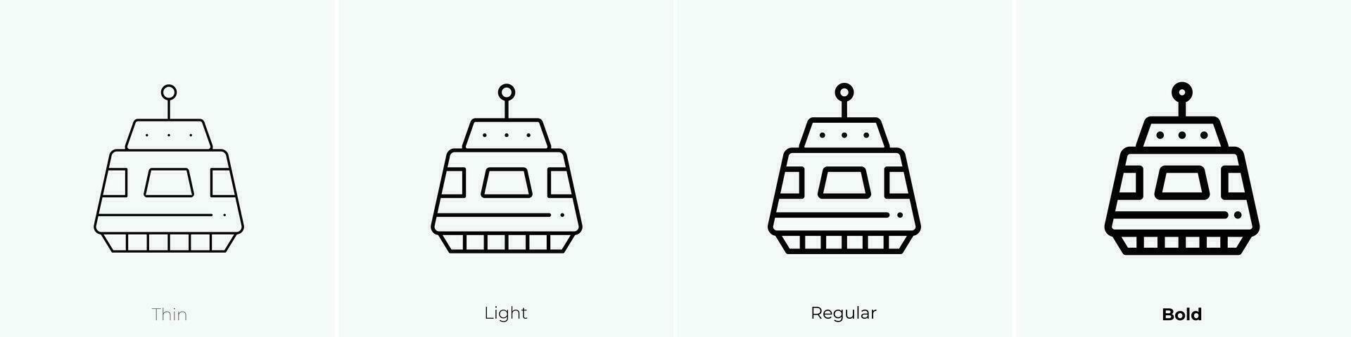 ship icon. Thin, Light, Regular And Bold style design isolated on white background vector