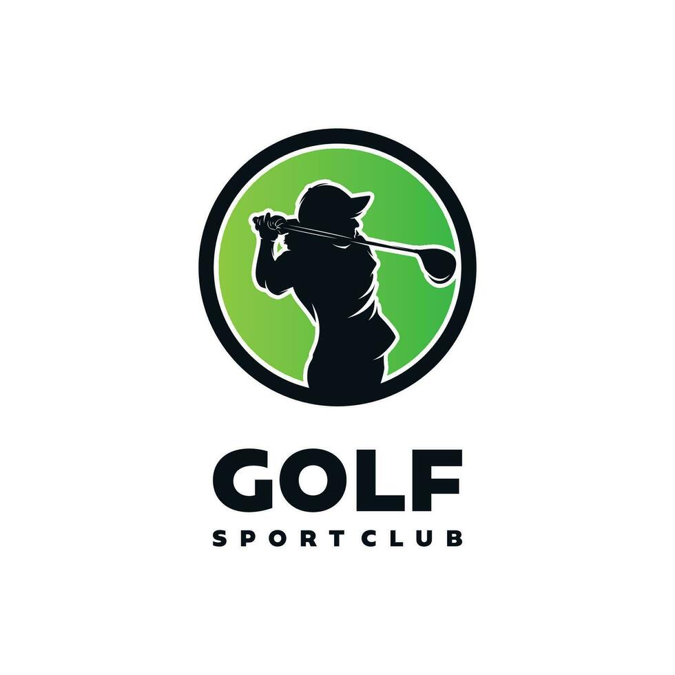 Female golf player silhouette logo design template vector