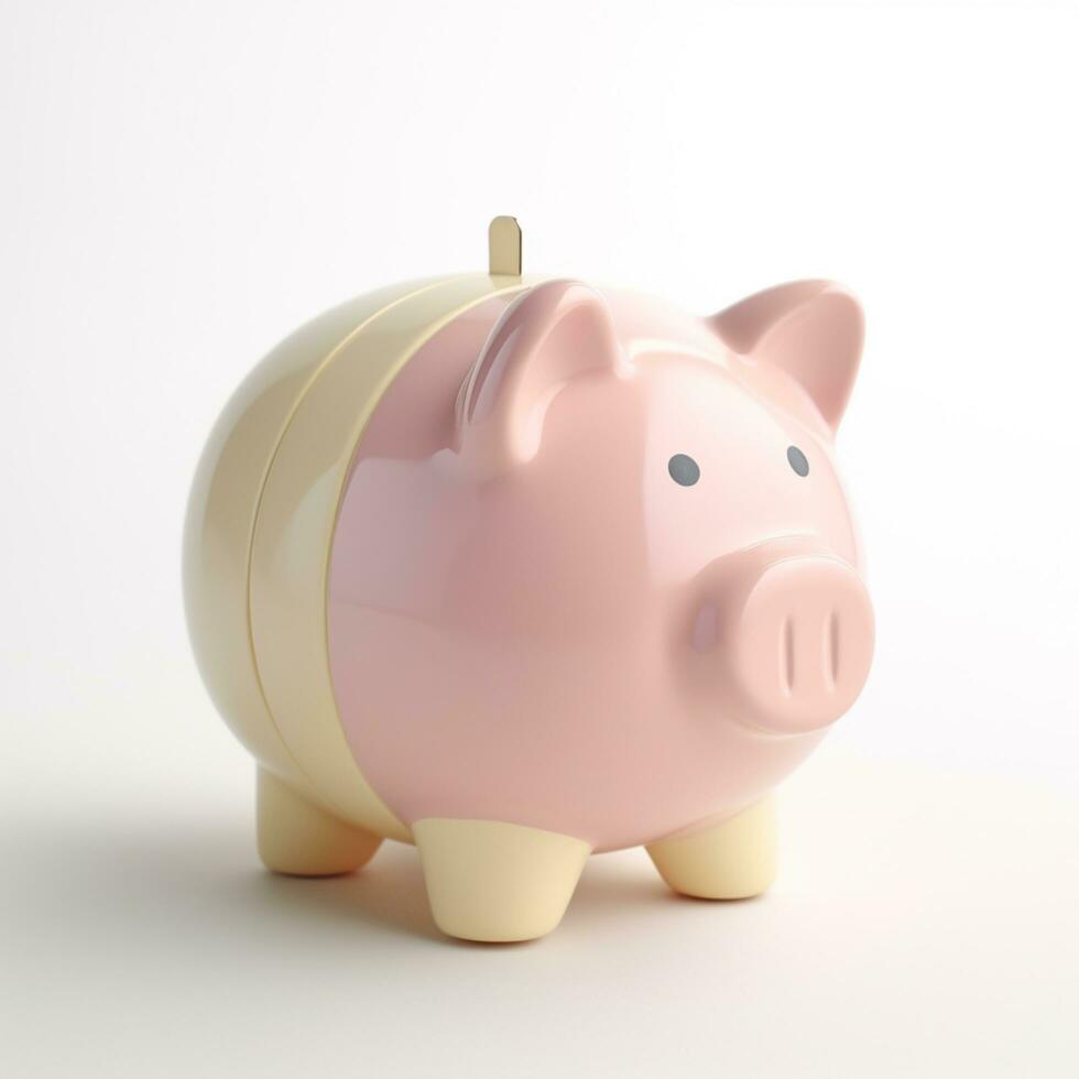 AI GENERATION piggy bank. Pastel background. 3D rendering. Financial and investment business concepts photo