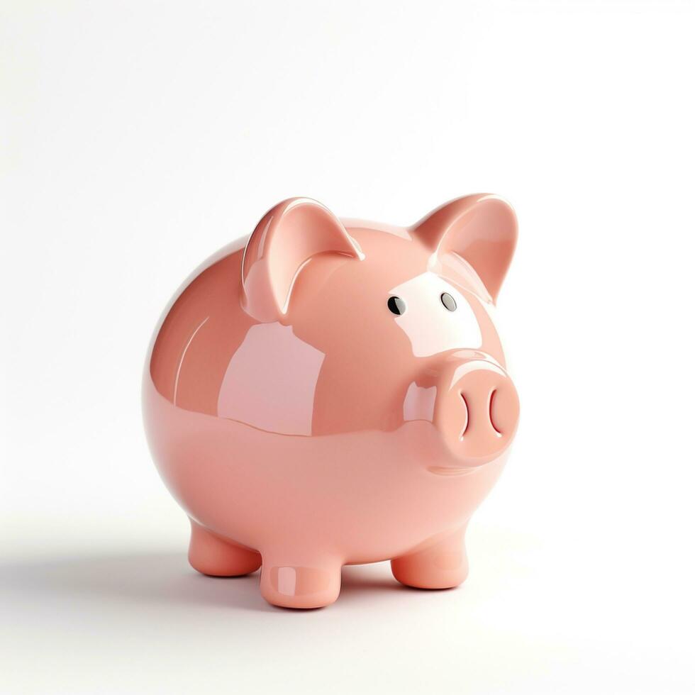AI GENERATION piggy bank. Pastel background. 3D rendering. Financial and investment business concepts photo