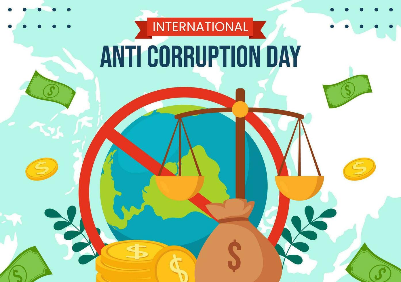 Anti Corruption Day Social Media Background Flat Cartoon Hand Drawn Templates Illustration vector