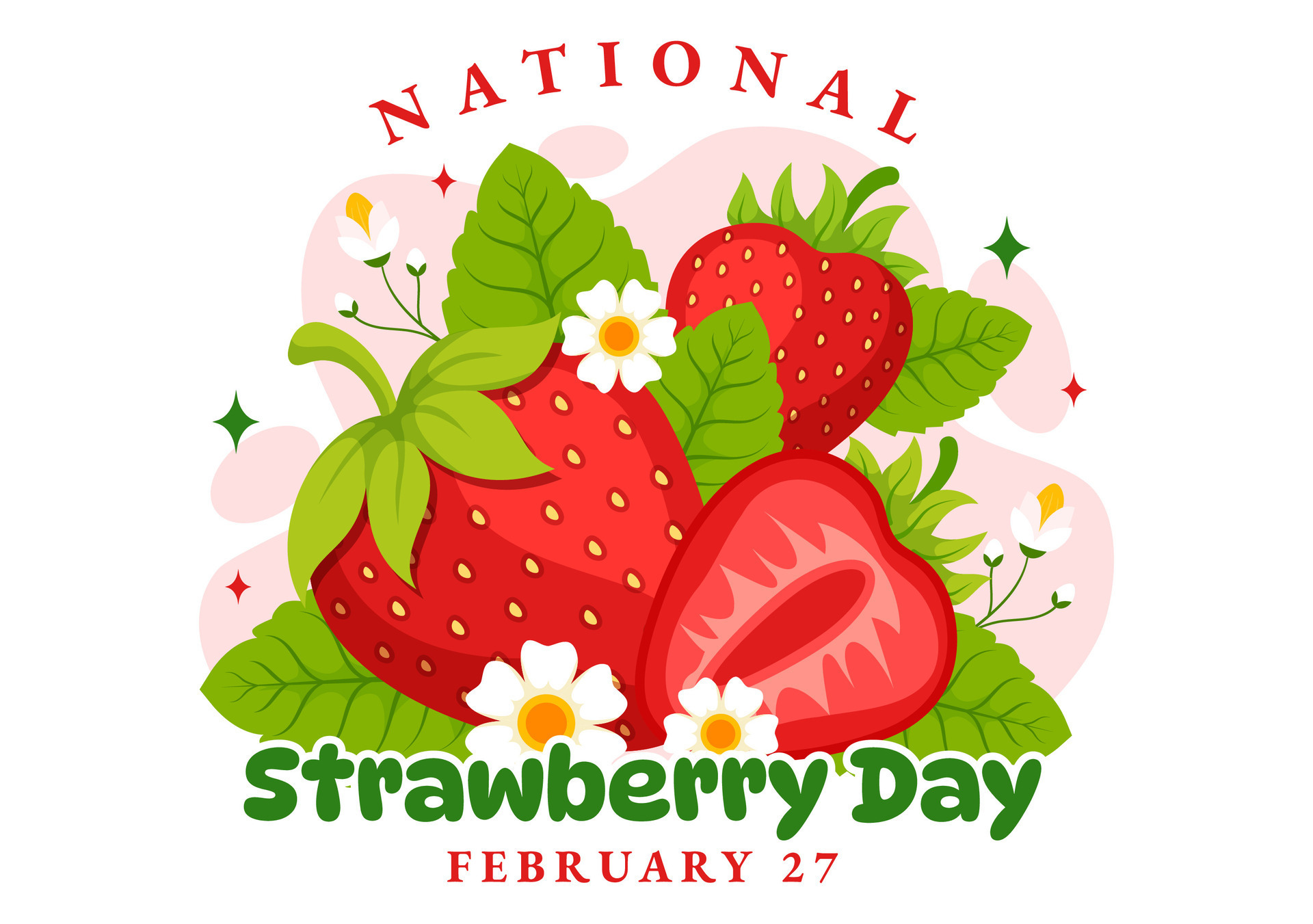 National Strawberry Day Vector Illustration on February 27 to Celebrate