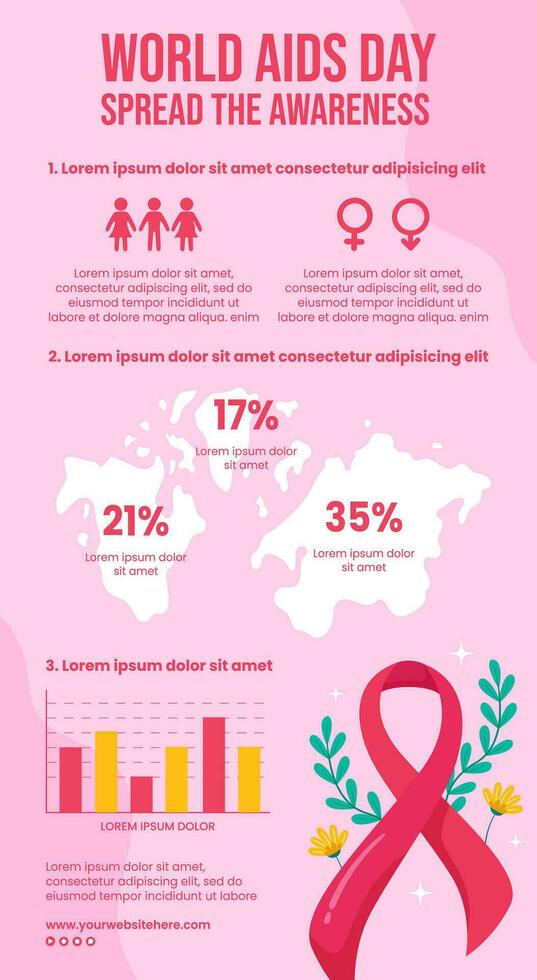 Aids Day Infographic Flat Cartoon Hand Drawn Templates Background Illustration vector