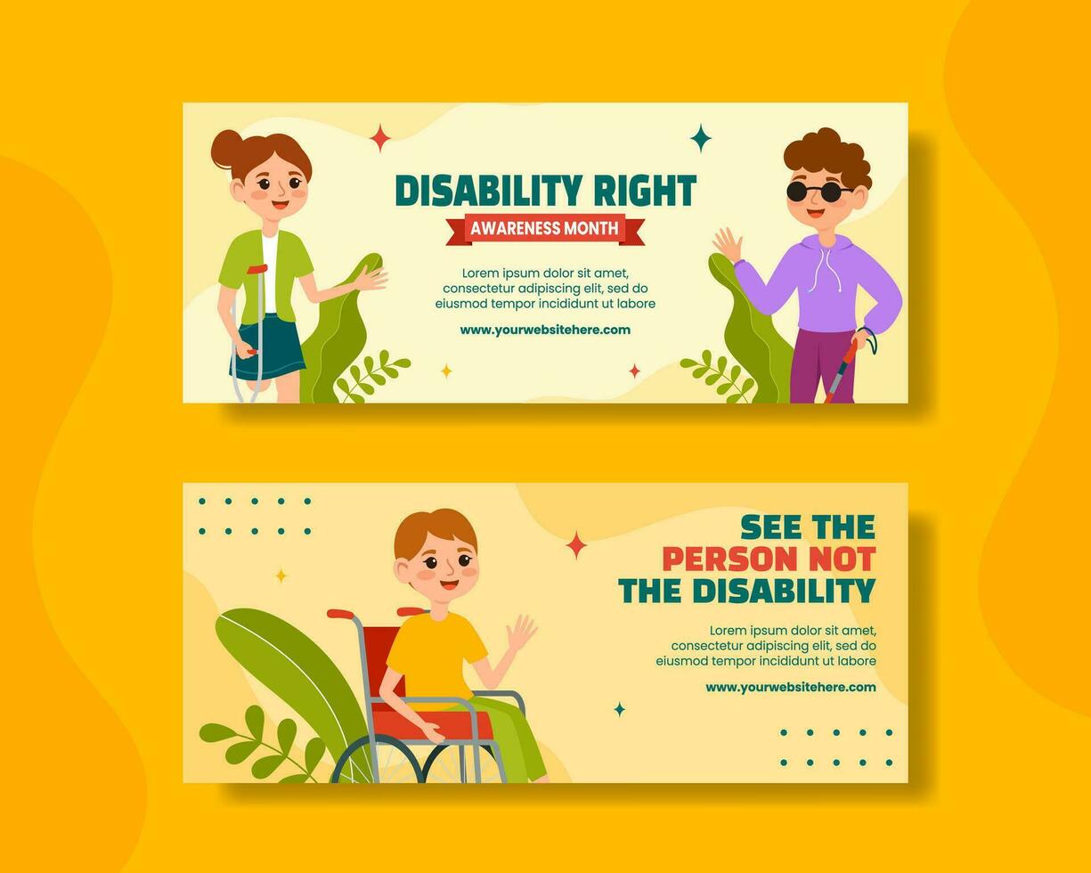 Disability Rights Awareness Month Horizontal Banner Flat Cartoon Template Background Illustration vector