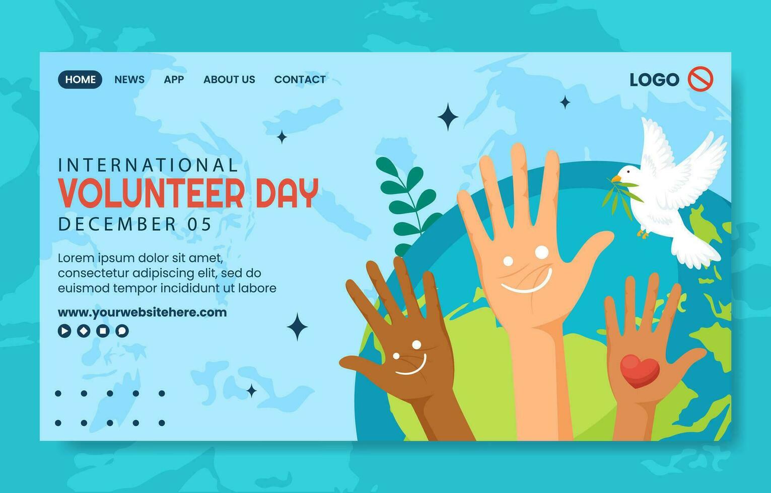 Volunteer Day for Economic and Social Development Social Media Landing Page Cartoon Hand Drawn Templates Background Illustration vector