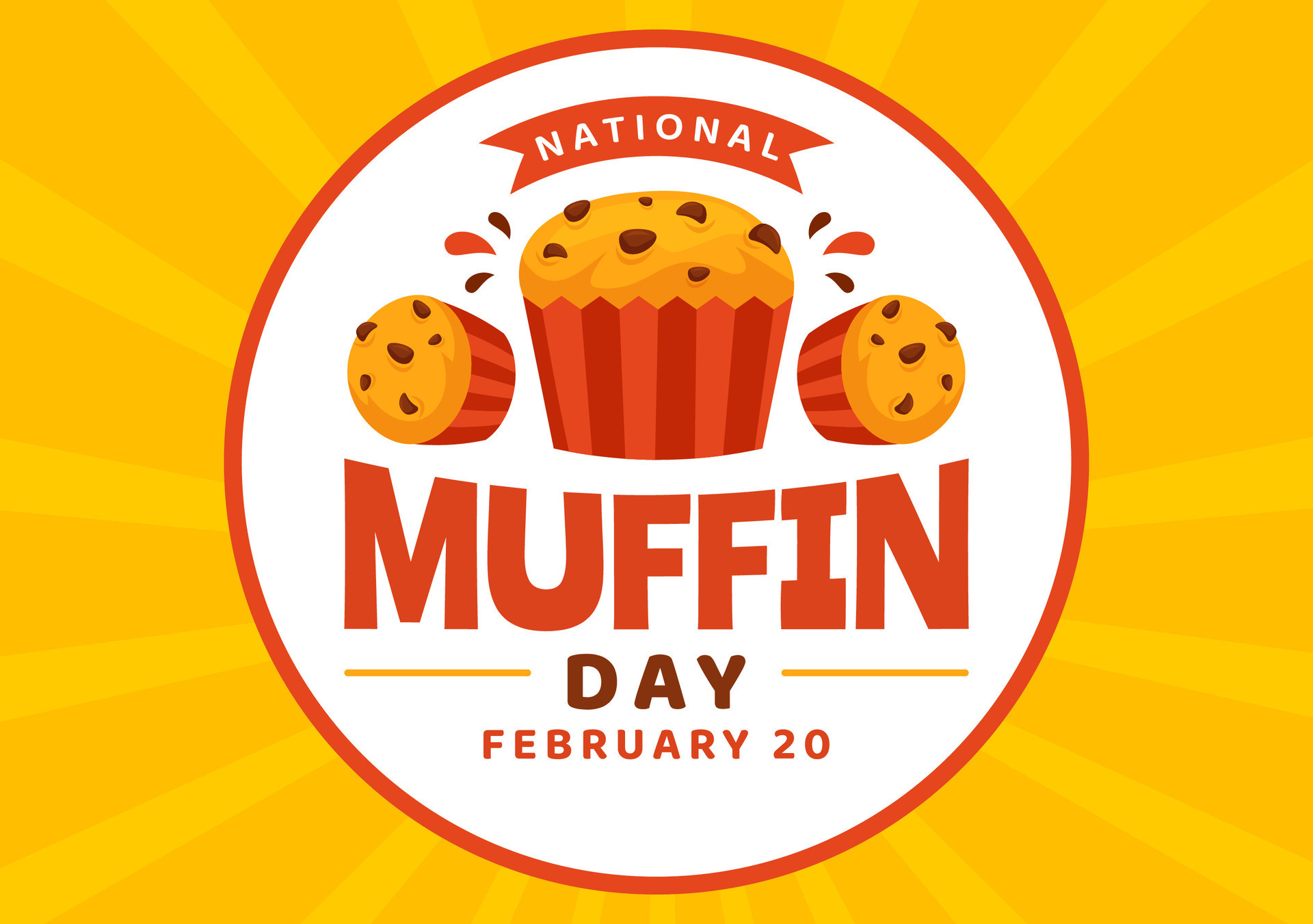 National Muffin Day Vector Illustration on February 20th with Chocolate