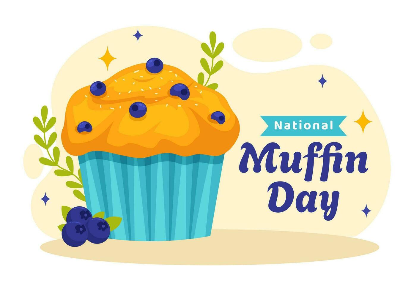 National Muffin Day Vector Illustration on February 20th with Chocolate Chip Food Classic Muffins Delicious in Flat Cartoon Illustration