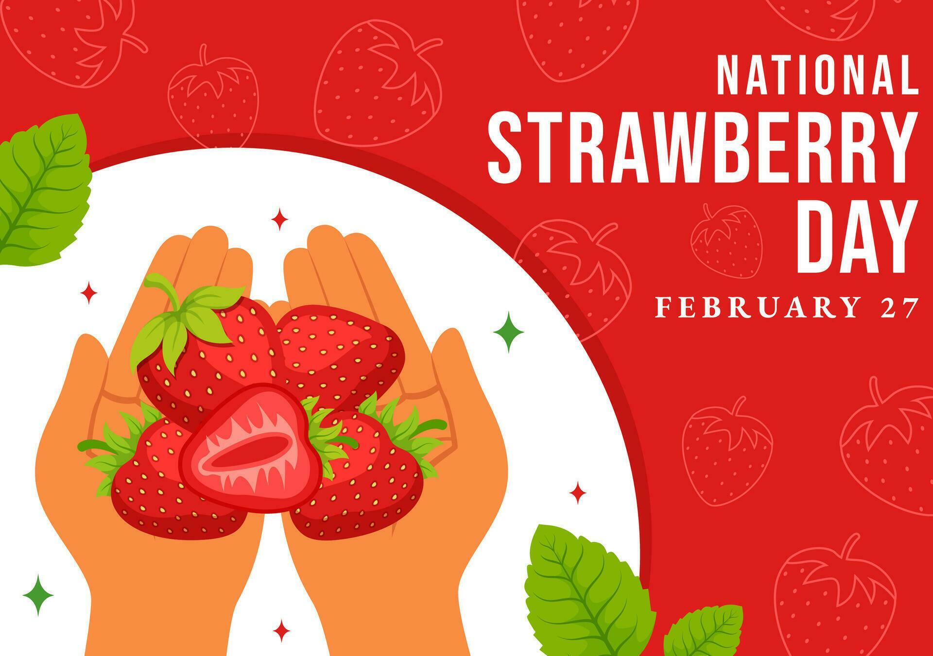 National Strawberry Day Vector Illustration on February 27 to Celebrate