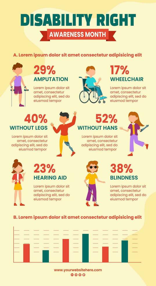 Disability Rights Awareness Month Infographic Flat Cartoon Templates Background Illustration vector