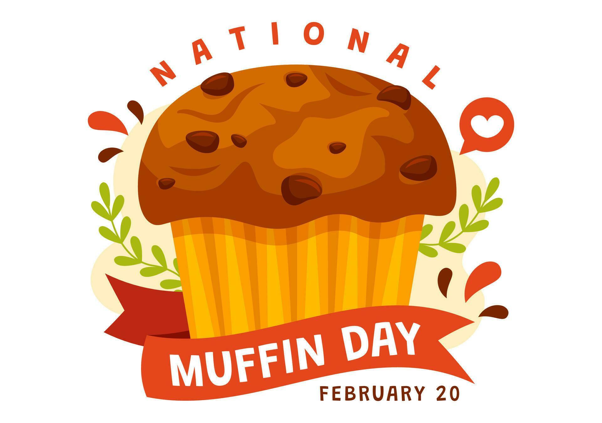 National Muffin Day Vector Illustration on February 20th with Chocolate