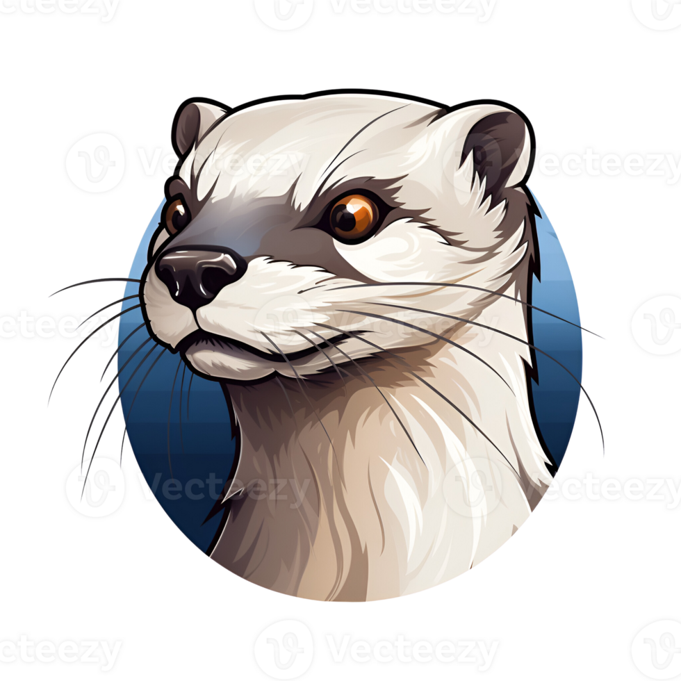 Cartoon Style Mink Otter Painting Drawing Illustration No Background Perfect for Print on Demand Merchandise AI Generative png