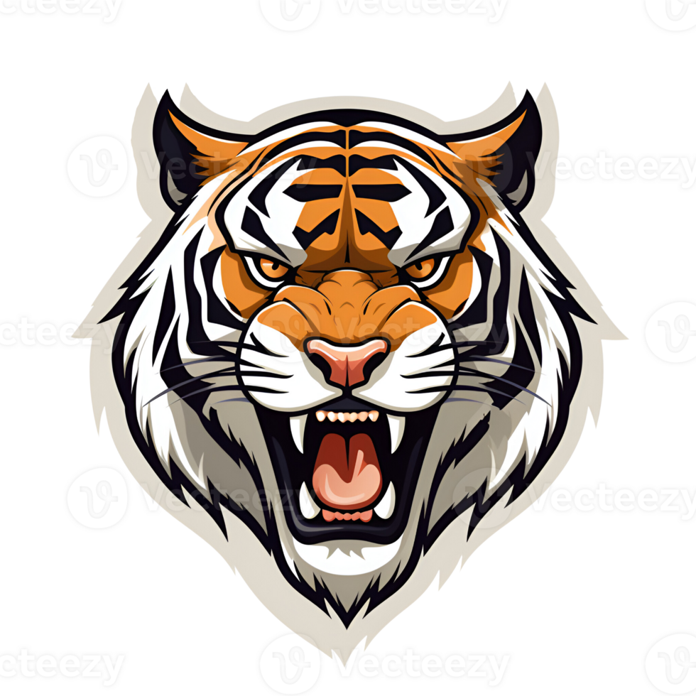 Tiger Cartoon Style Logo Painting Drawing Illustration Perfect for Print on Demand Merchandise AI Generative png