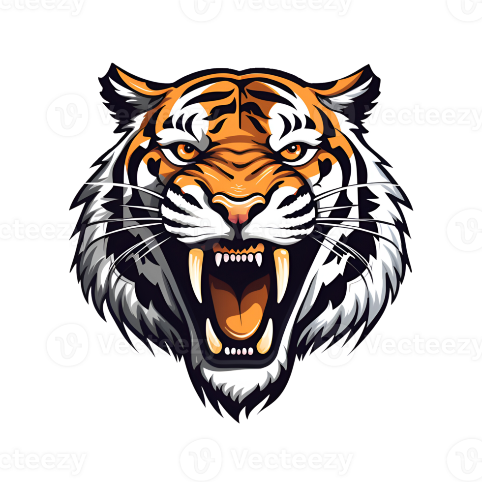 Tiger Cartoon Style Logo Painting Drawing Illustration Perfect for Print on Demand Merchandise AI Generative png