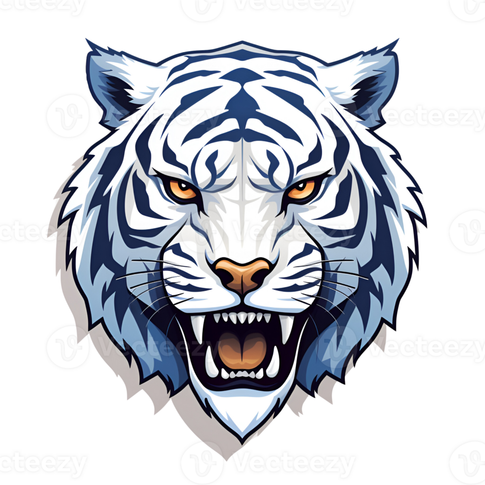 White Tiger Cartoon Style Logo Painting Drawing Illustration No Background Perfect for Print on Demand Merchandise AI Generative png