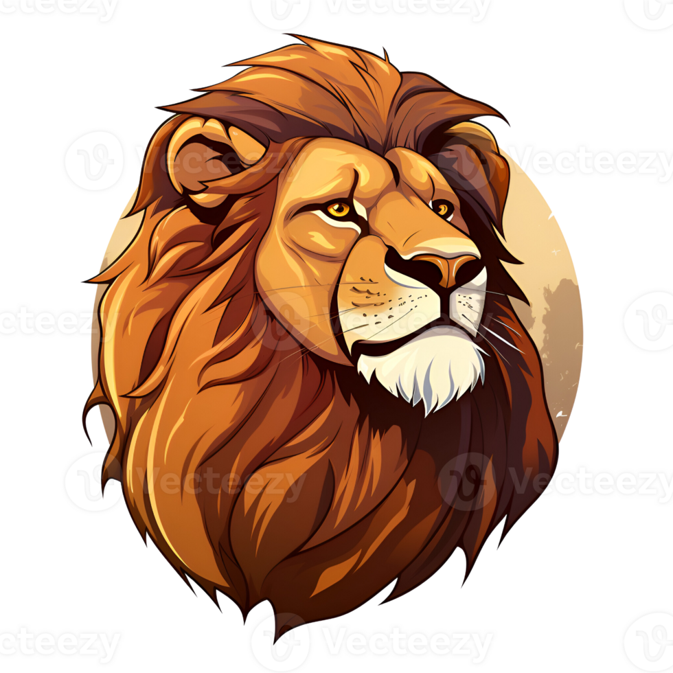 Lion Cartoon Style Logo Painting Drawing Illustration No Background Perfect for Print on Demand Merchandise AI Generative png