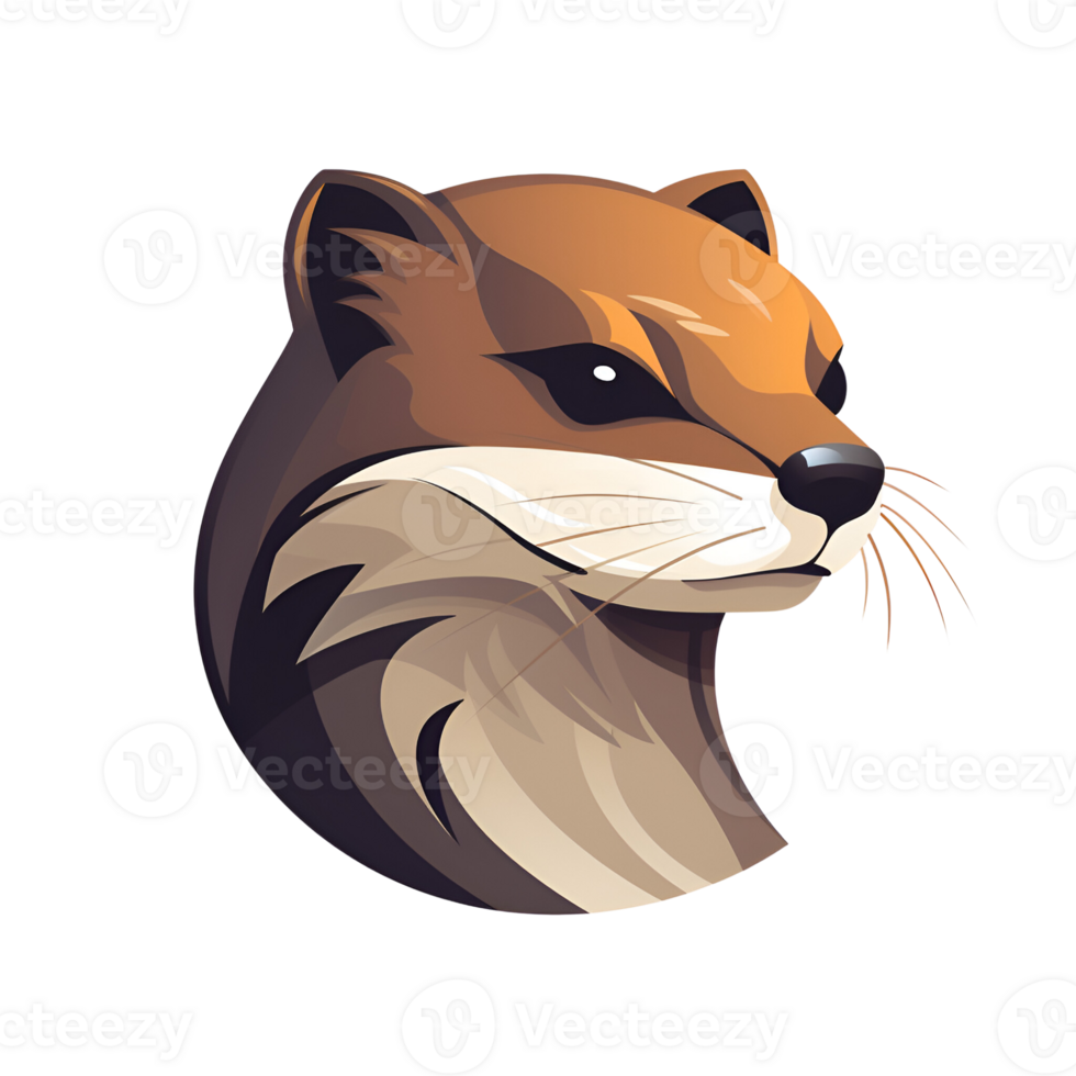 Cartoon Style Mink Otter Painting Drawing Illustration No Background Perfect for Print on Demand Merchandise AI Generative png