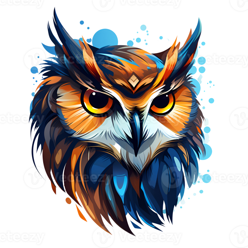 Cartoon Style Owl Painting Drawing Logo Painting Drawing Illustration No Background Perfect for Print on Demand AI Generative png
