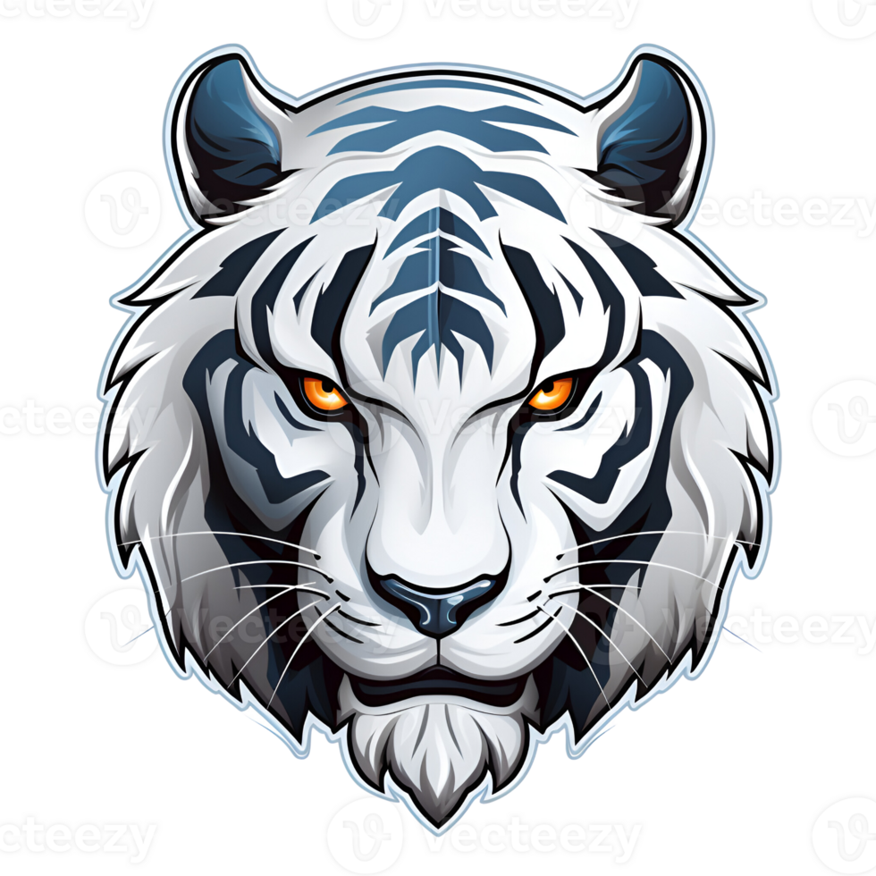 White Tiger Cartoon Style Logo Painting Drawing Illustration No Background Perfect for Print on Demand Merchandise AI Generative png