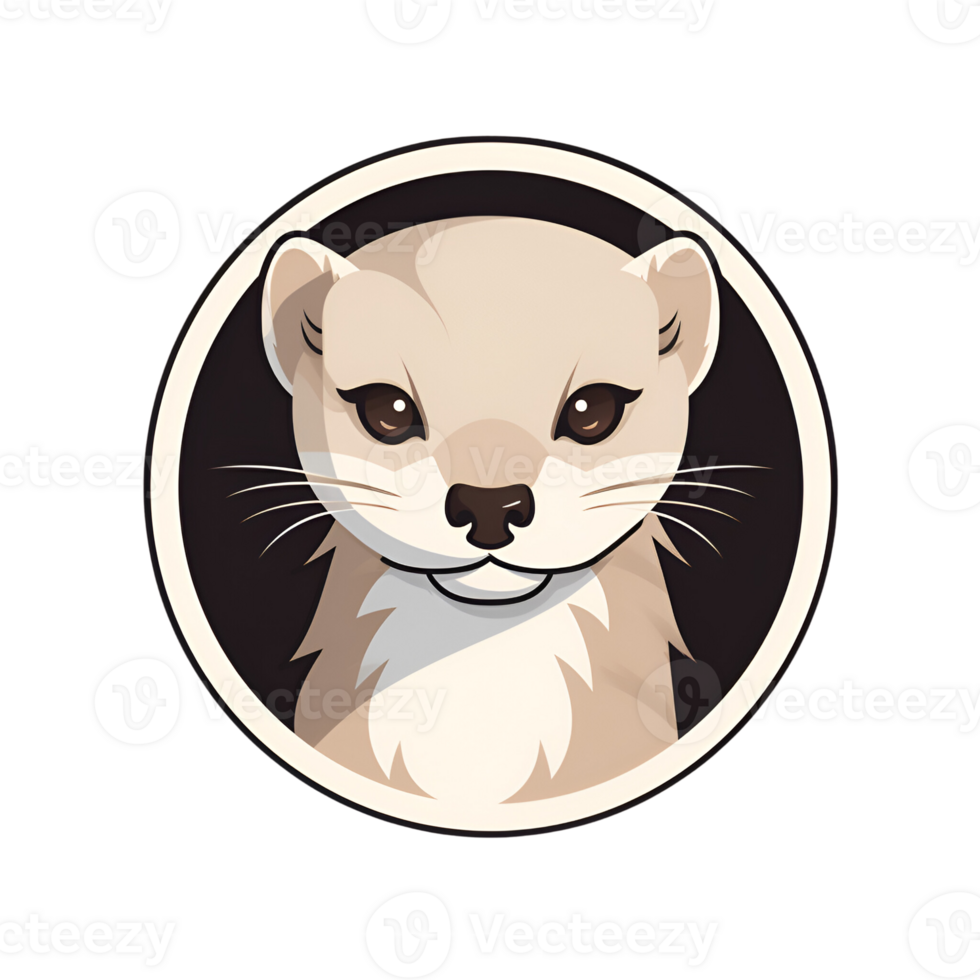 Cartoon Style Mink Otter Painting Drawing Illustration No Background Perfect for Print on Demand Merchandise AI Generative png