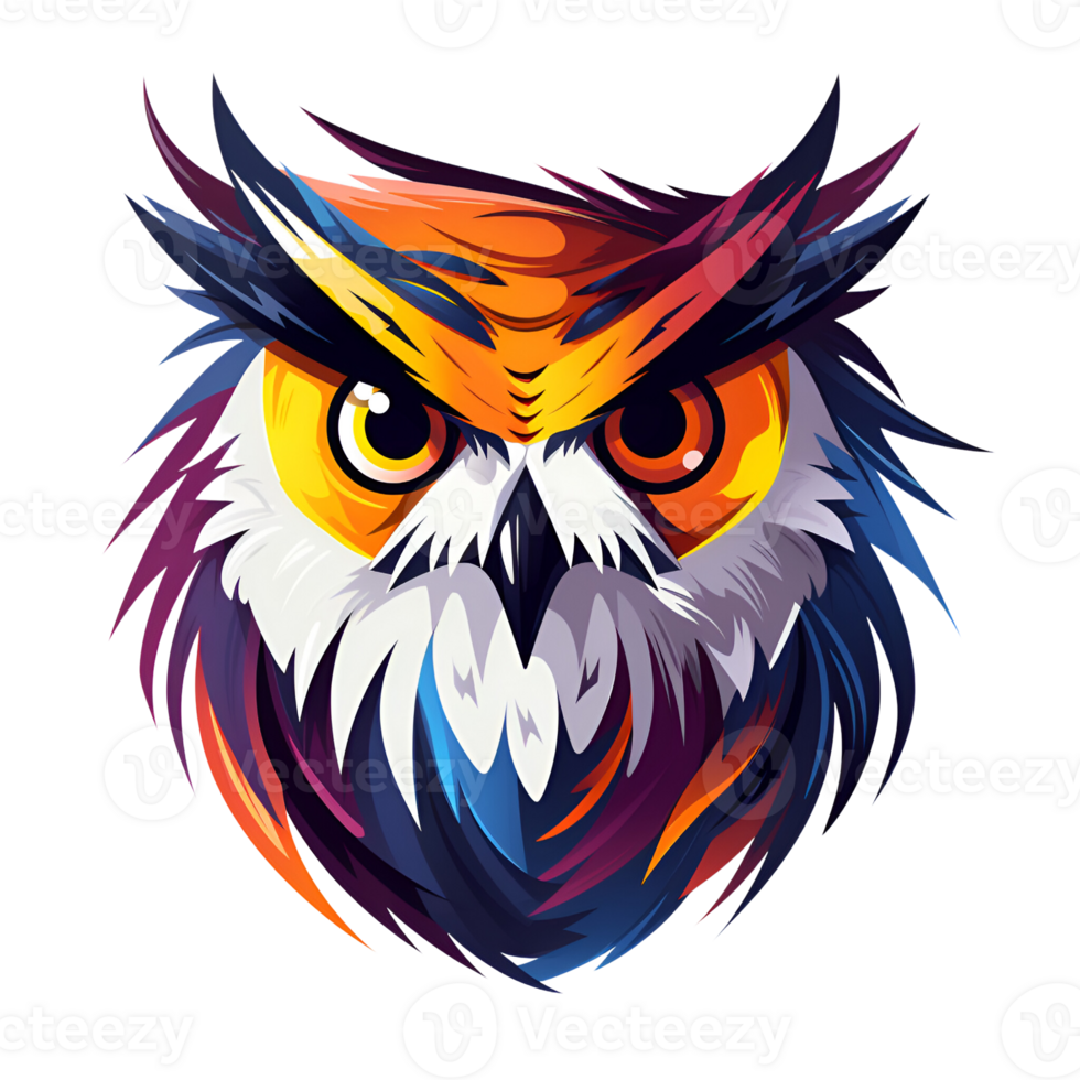 Cartoon Style Owl Painting Drawing Logo Painting Drawing Illustration No Background Perfect for Print on Demand AI Generative png